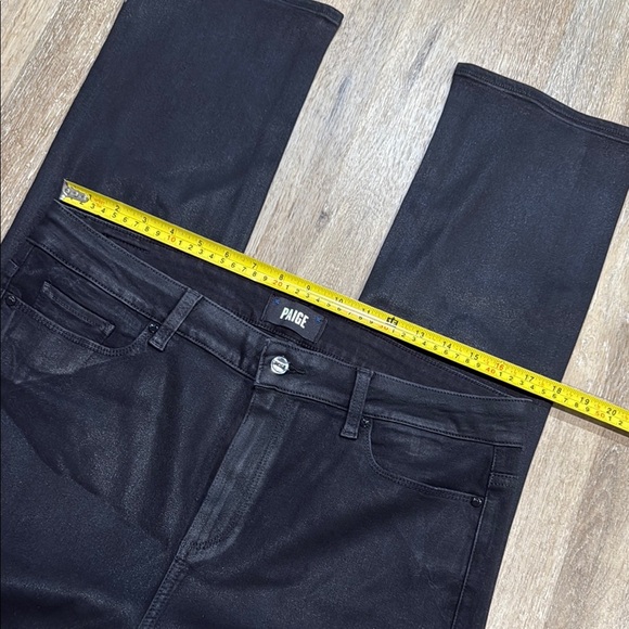 PAIGE Cindy Cropped Size 32 Black Straight Leg High Rise Jeans Sleek Design - Picture 3 of 13